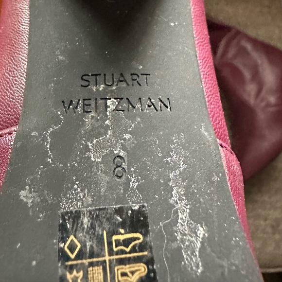 STUART WEITZMAN Ladies Size 7.5 Burgandy Leather Tall Heeled Boots - Picture 12 of 12